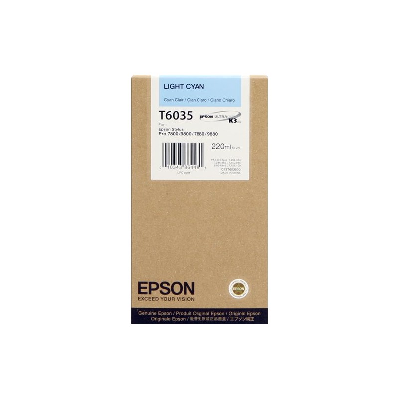ORIGINAL Epson Cartuccia d'inchiostro ciano (chiaro) C13T603500 T6035 220ml