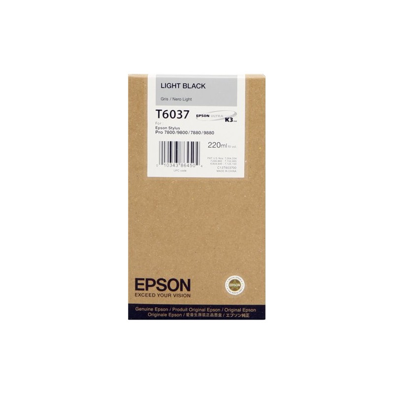 ORIGINAL Epson Cartuccia d'inchiostro lightblack C13T603700 T6037 220ml