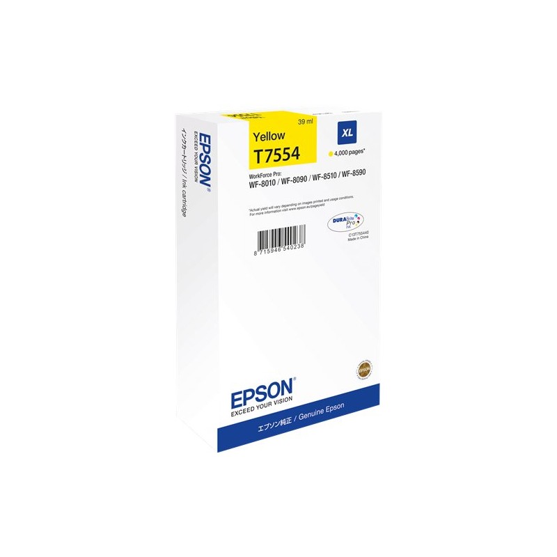 ORIGINAL Epson Cartuccia d'inchiostro giallo C13T755440 T7554 XL ~4000 Seiten 39ml XL