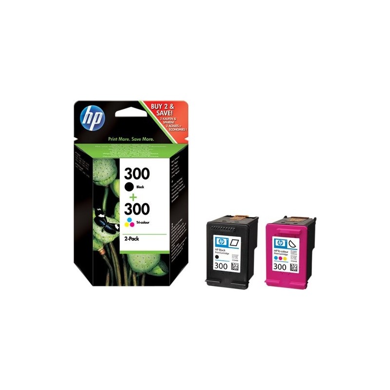 ORIGINAL HP Multipack nero / differenti colori CN637EE 300 ~365 Seiten 2 cartucce d' inchiostro HP 300: CC640EE + CC643EE