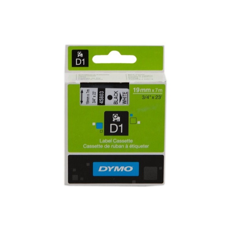 ORIGINAL DYMO Nastro Nero su bianco S0720830 45803 19mm x 7m, Standard-D1-ruolo