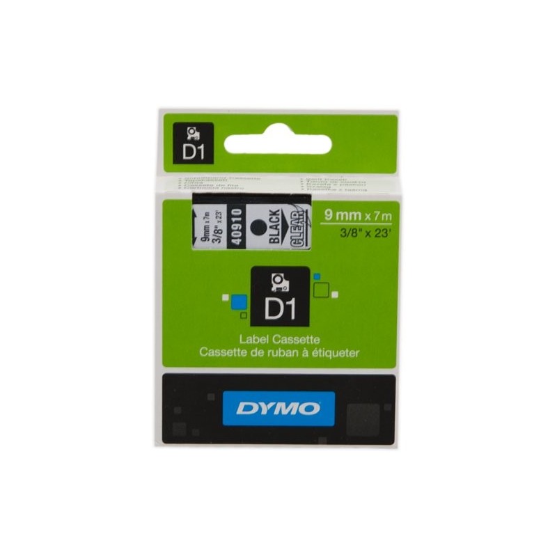 ORIGINAL DYMO Nastro Nero su trasparente S0720670 40910 9mm x 7m, nastro standard D1
