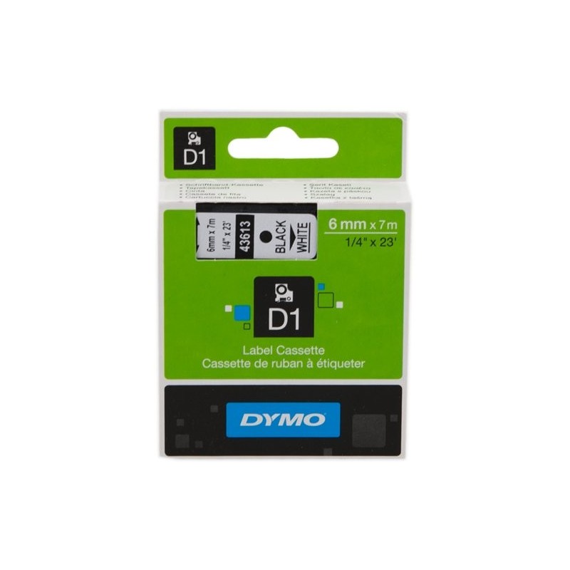ORIGINAL DYMO Nastro Nero su bianco S0720780 43613 6mm x 7m, nastro standard D1
