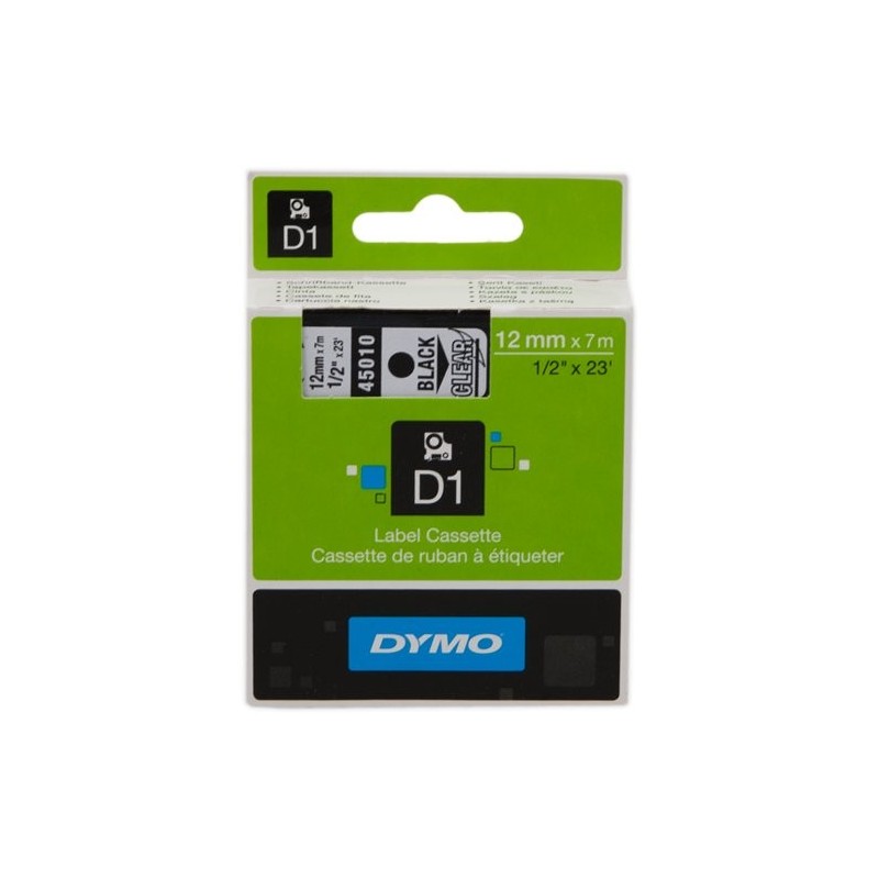 ORIGINAL DYMO Nastro Nero su trasparente S0720500 45010 12mm x 7m, Standard-D1-ruolo