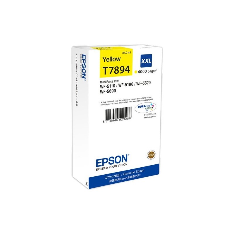 ORIGINAL Epson Cartuccia d'inchiostro giallo C13T789440 T7894 XXL ~4000 Seiten 34,2ml XXL