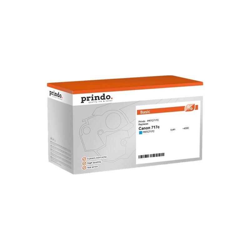 ORIGINAL Prindo toner ciano PRTC717C Basic ~4000 Seiten alternativa per Canon 717c (2577B002)