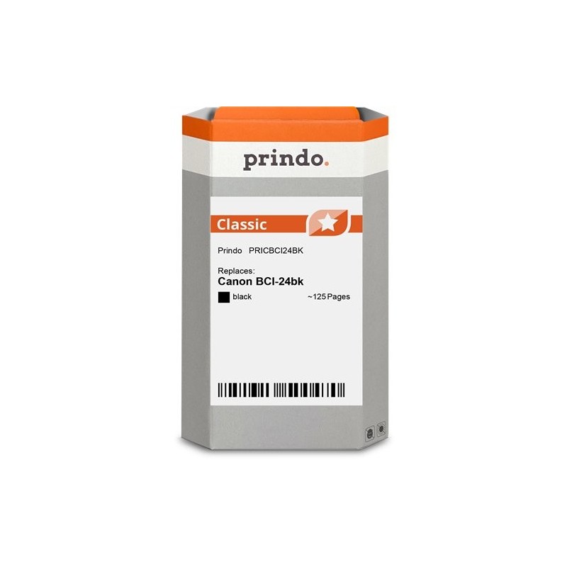 ORIGINAL Prindo Cartuccia d'inchiostro nero PRICBCI24BK Classic ~125 Seiten 9ml alternativa per Canon BCI-24bk (6881A002)