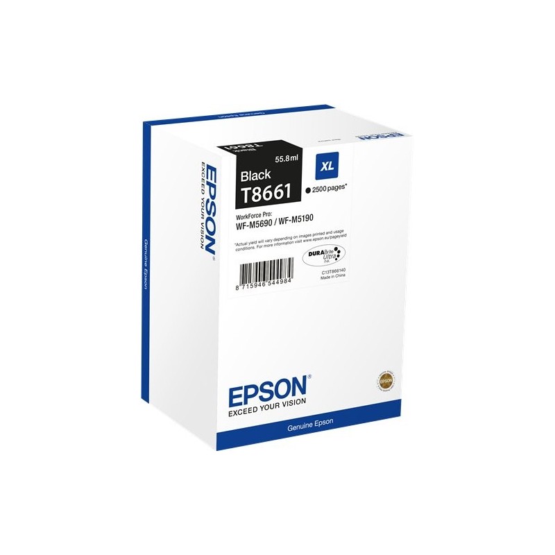 ORIGINAL Epson Cartuccia d'inchiostro nero C13T866140 T8661 XL ~2500 Seiten 55,8ml XL