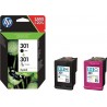 ORIGINAL HP Multipack nero / differenti colori N9J72AE 301 ~320 Seiten 2x inchiostro HP 301: 1x CH561EE + 1x CH562EE