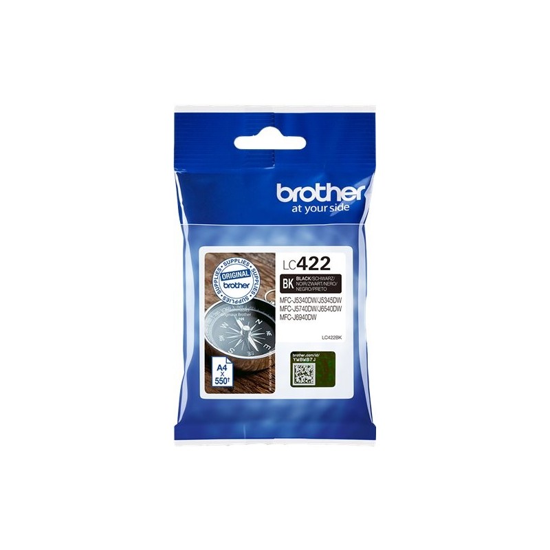 ORIGINAL Brother Cartuccia d'inchiostro nero LC422BK LC-422BK ~550 Seiten