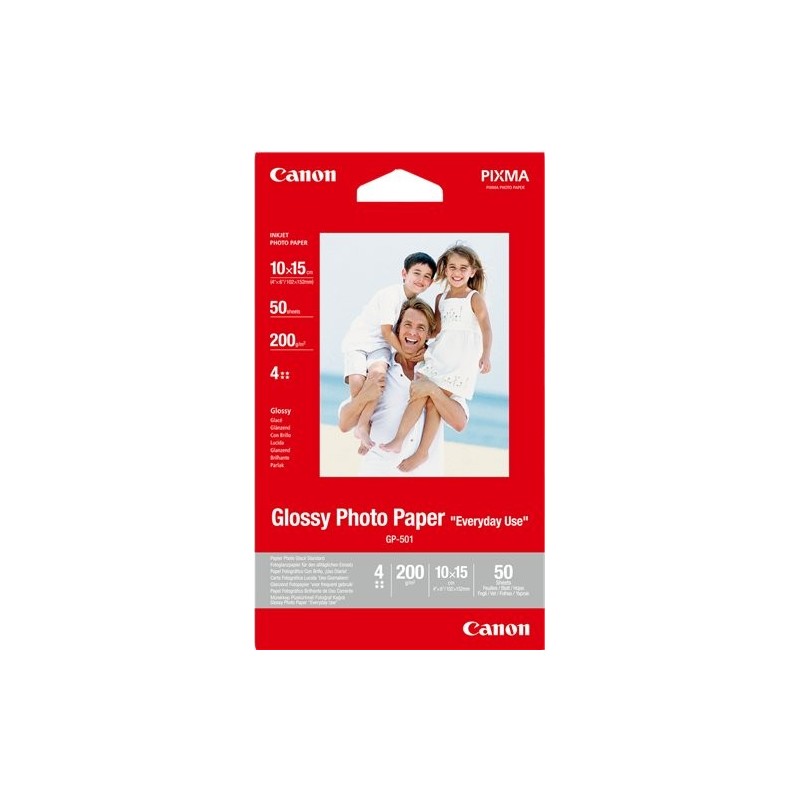 ORIGINAL Canon Carta Bianco 0775B081 GP-501 Carta fotografica Glossy GP-501 4x6" - 50 fogli