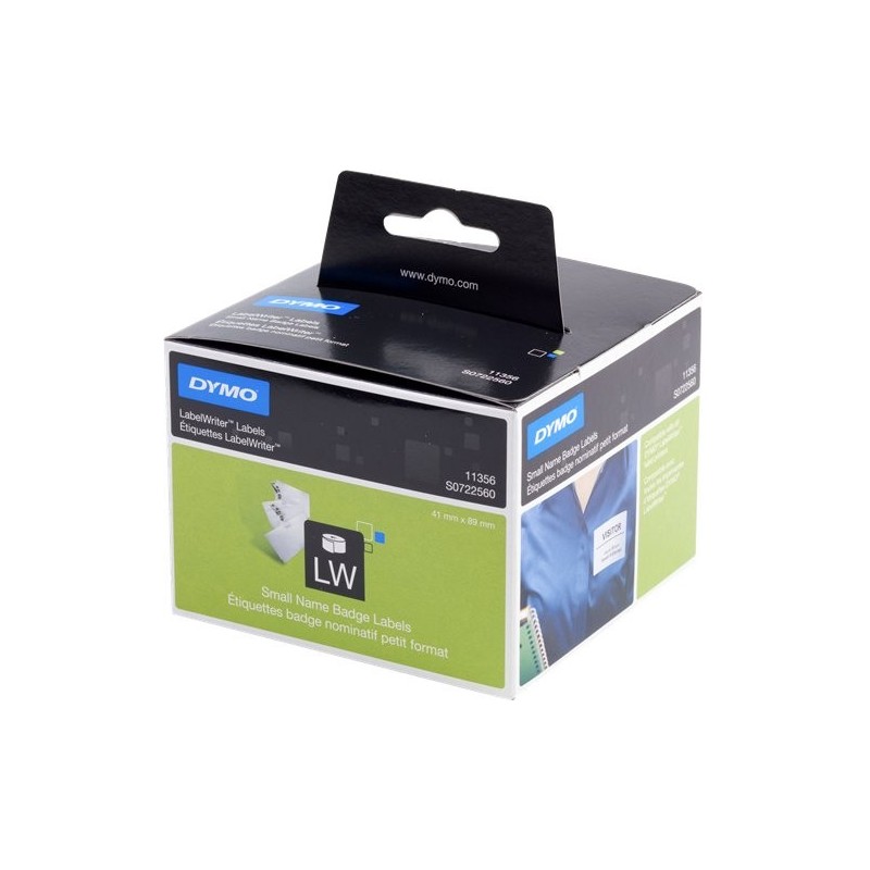 ORIGINAL DYMO Etichette Bianco S0722560 11356 1 rotolo di badge portanome, 41mm x 89mm, 300 etichette, carta rimovibile, bianco