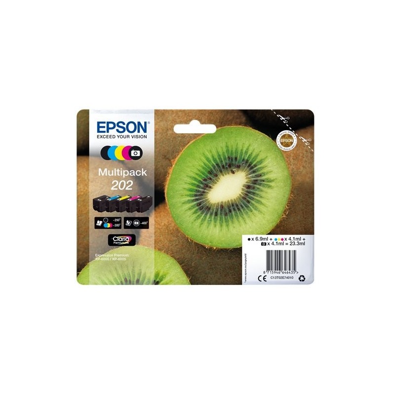 ORIGINAL Epson Multipack nero / ciano / magenta / giallo C13T02E74010 202 ~1550 Seiten