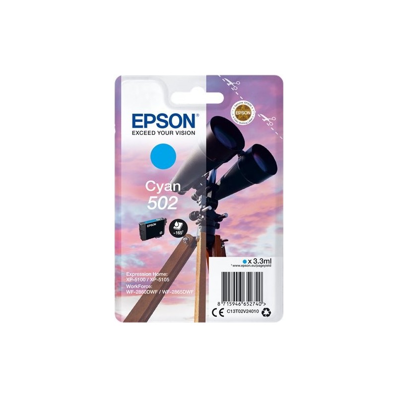 ORIGINAL Epson Cartuccia d'inchiostro ciano C13T02V24010 502 ~165 Seiten 3,3ml