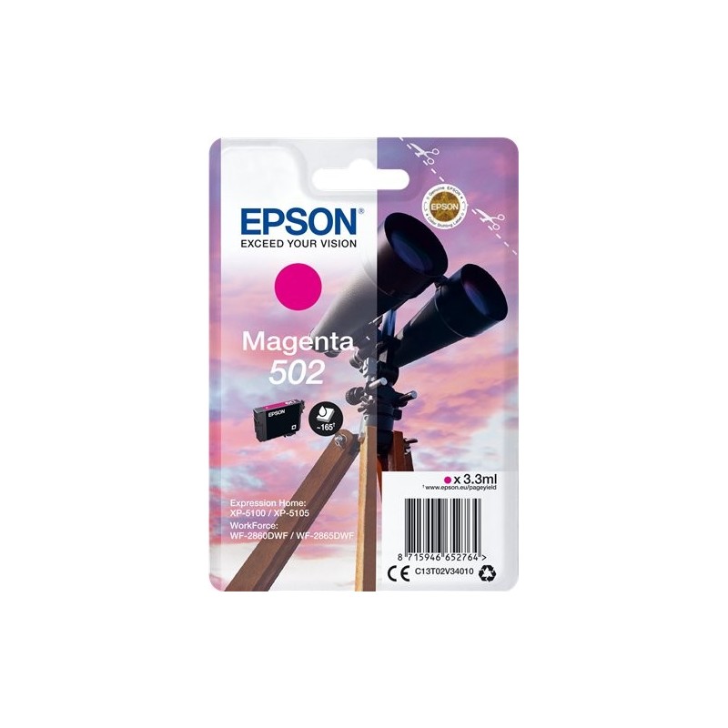 ORIGINAL Epson Cartuccia d'inchiostro magenta C13T02V34010 502 ~165 Seiten 3,3ml