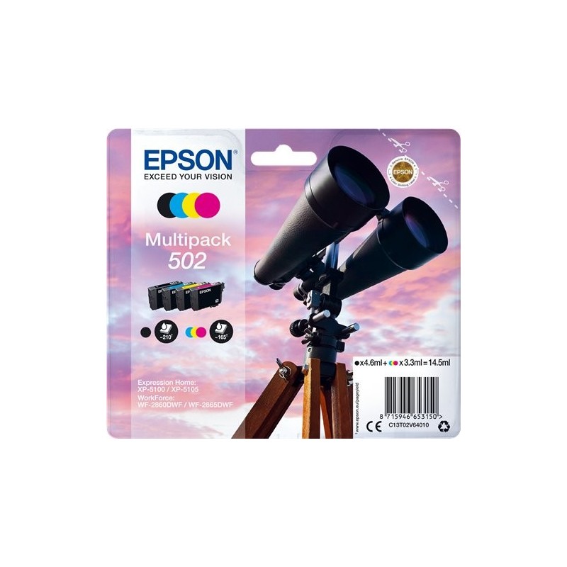 ORIGINAL Epson Multipack nero / ciano / magenta / giallo C13T02V64010 502 ~705 Seiten