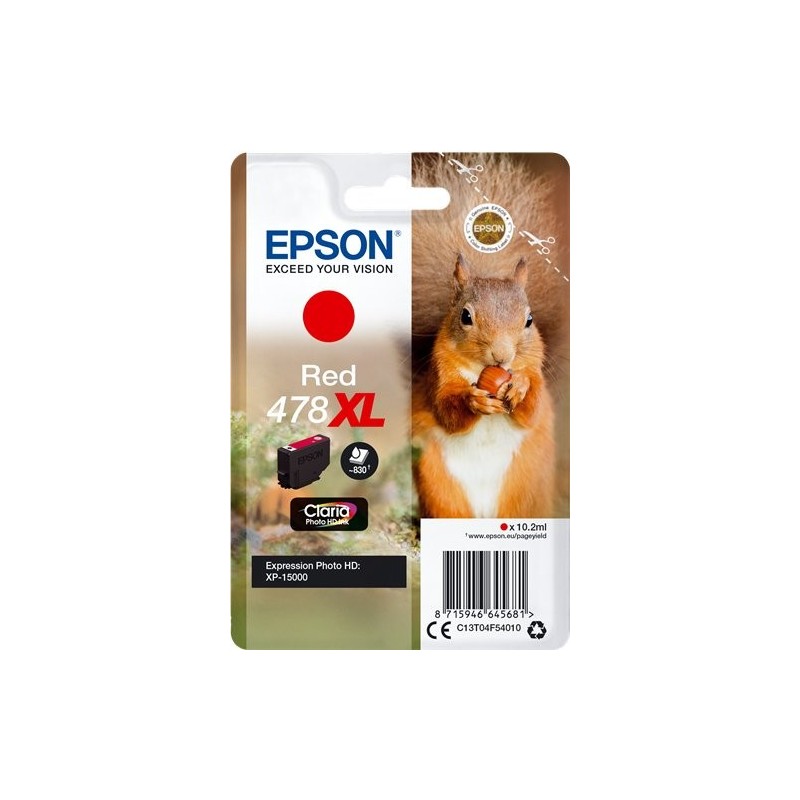 ORIGINAL Epson Cartuccia d'inchiostro Rosso C13T04F54010 478XL ~830 Seiten 10,2ml