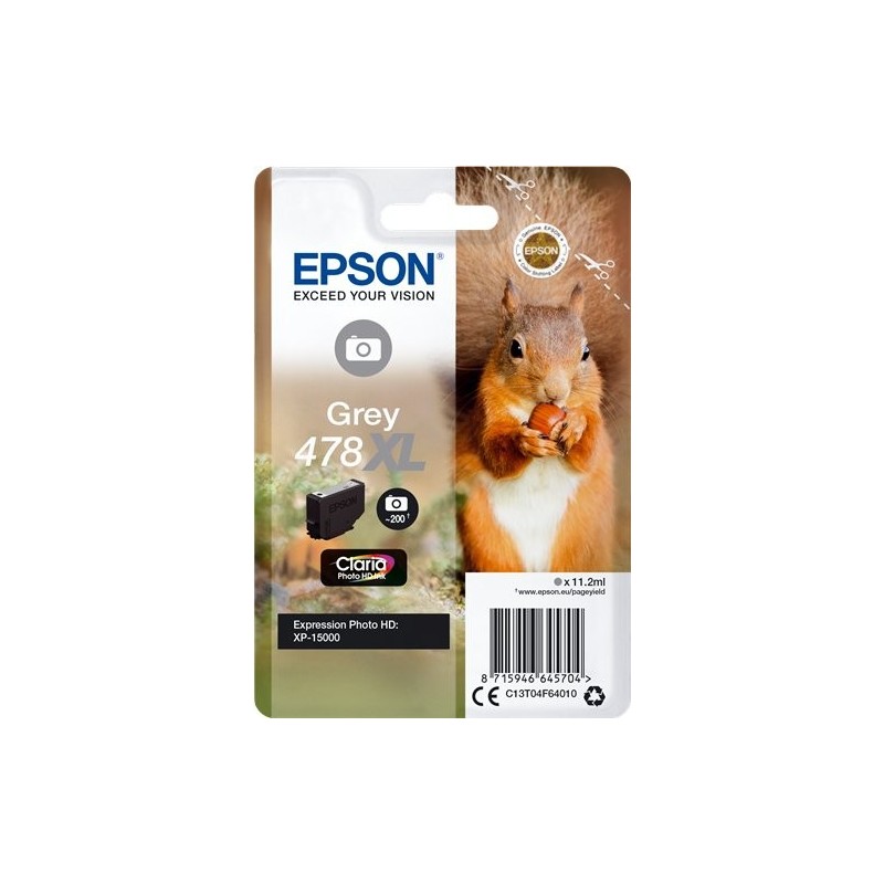 ORIGINAL Epson Cartuccia d'inchiostro Grigio C13T04F64010 478XL ~830 Seiten 11,2ml