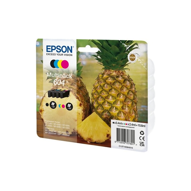 ORIGINAL Epson Multipack nero / ciano / magenta / giallo C13T10G64010 604 ~540 Seiten 2,4ml