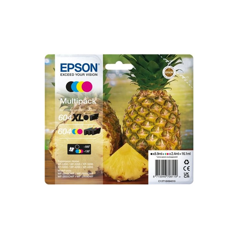 ORIGINAL Epson Multipack nero / ciano / magenta / giallo C13T10H94010 604 XL ~890 Seiten 2,4ml