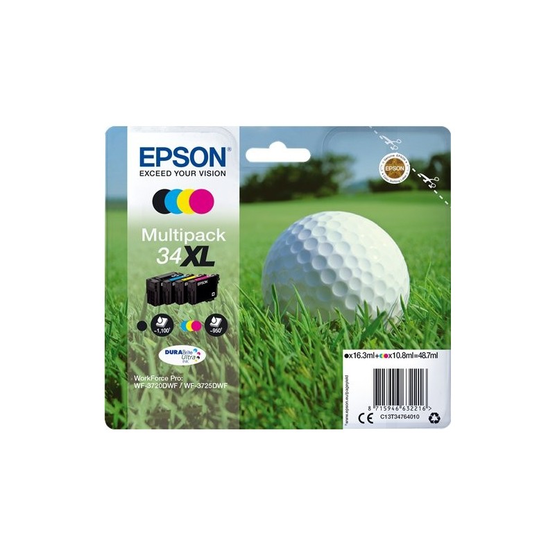 ORIGINAL Epson Multipack nero / ciano / magenta / giallo C13T34764010 34XL ~3950 Seiten