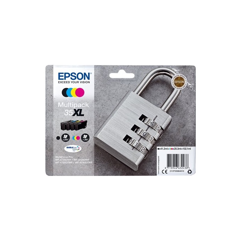 ORIGINAL Epson Multipack nero / ciano / magenta / giallo C13T35964010 35XL ~8300 Seiten
