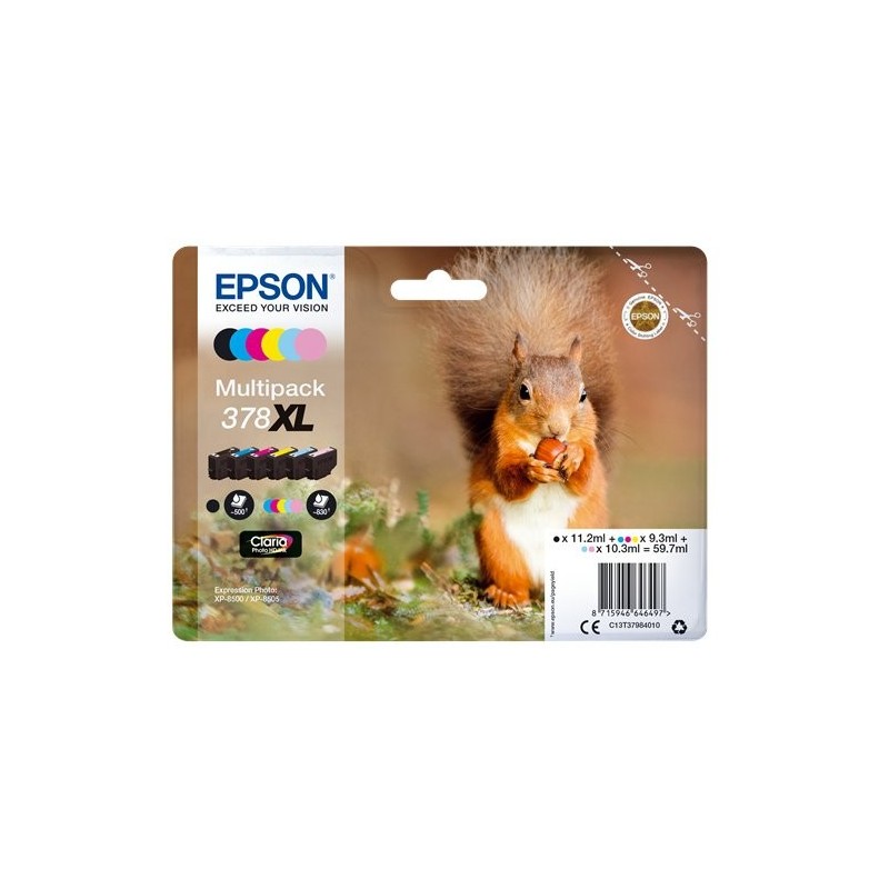 ORIGINAL Epson Multipack nero / ciano / magenta / giallo / ciano (chiaro) / magenta (chiaro) C13T37984010 378XL ~4650 Seiten