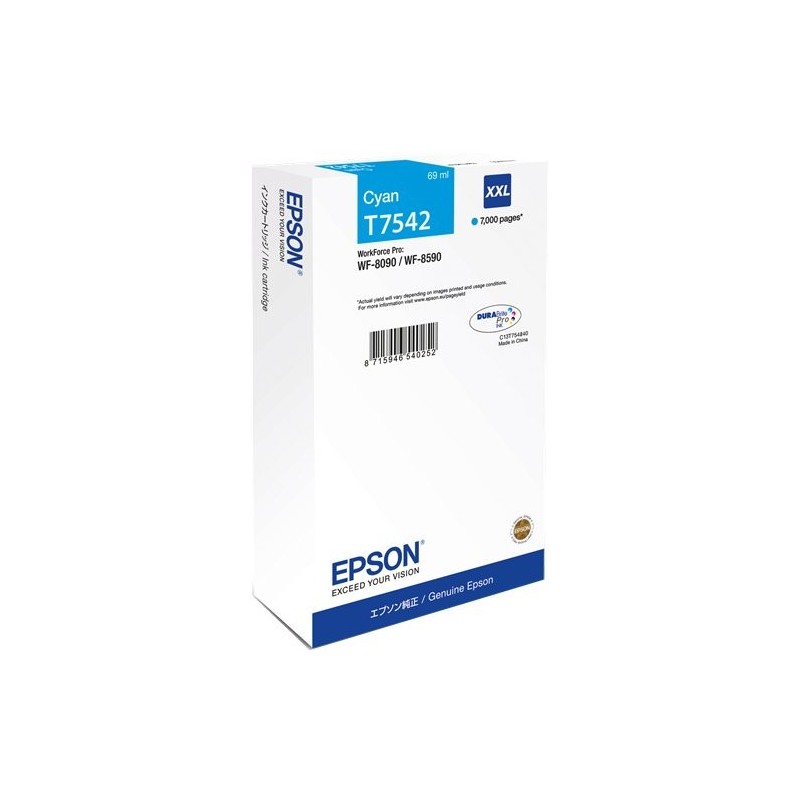 ORIGINAL Epson Cartuccia d'inchiostro ciano C13T75424N T7542 XXL ~7000 Seiten 69ml