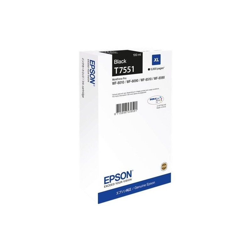 ORIGINAL Epson Cartuccia d'inchiostro nero C13T75514N T7551 XL ~5000 Seiten 100ml