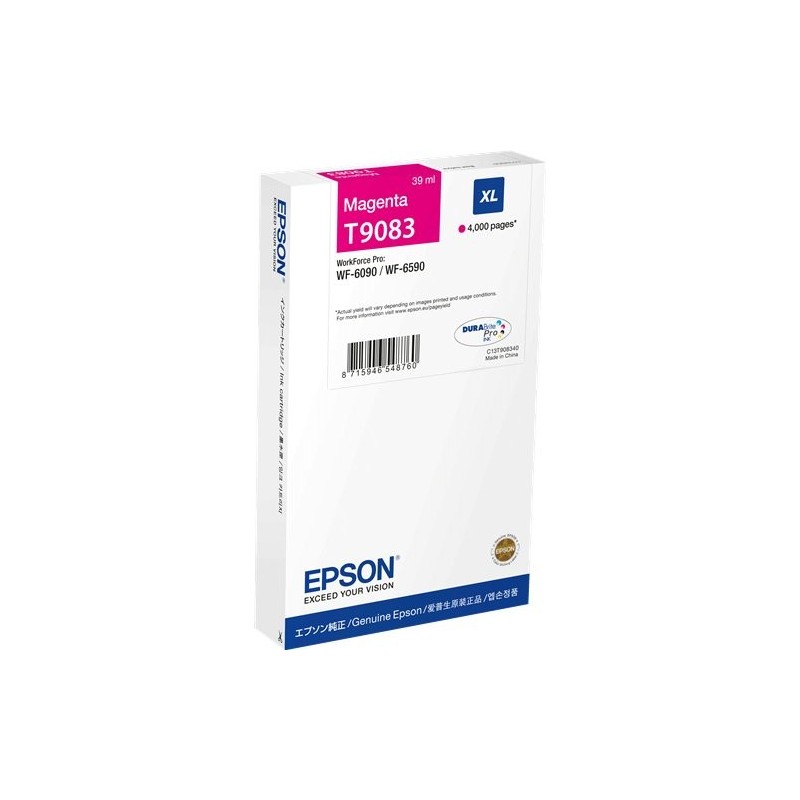 ORIGINAL Epson Cartuccia d'inchiostro magenta C13T90834N T9083 XL ~4000 Seiten 39ml