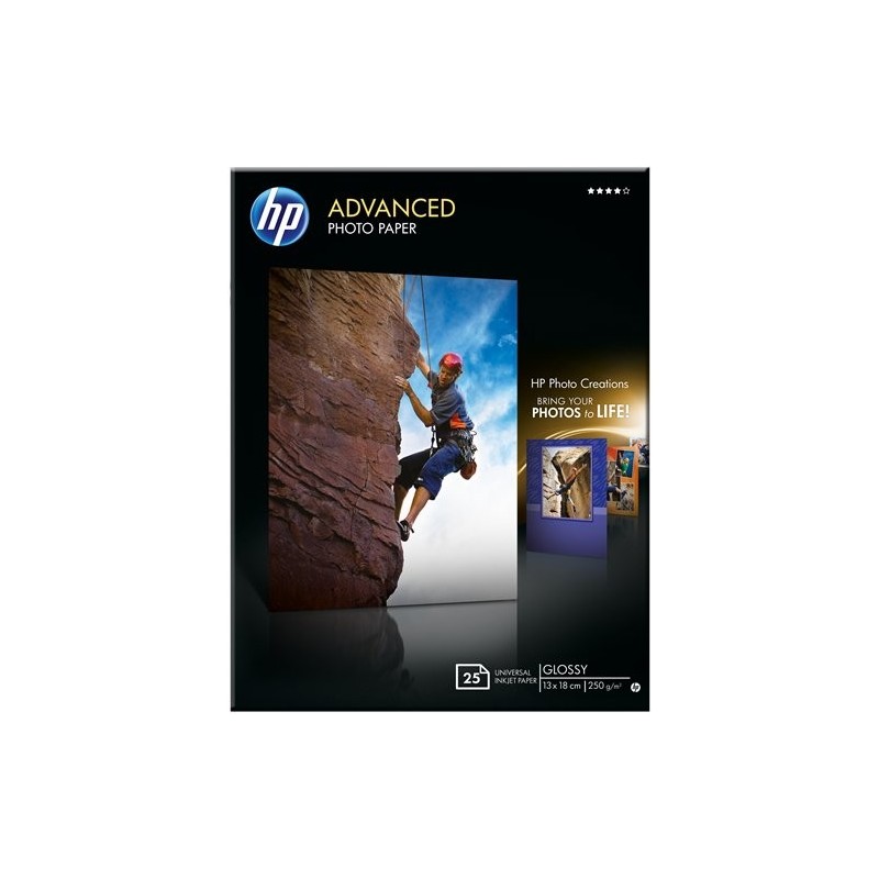 ORIGINAL HP Carta Bianco Q8696A Advanced hp® Advanced carta fotografica lucida / Q8696A 13 x 18 cm, 250 g/m², 25 fogli