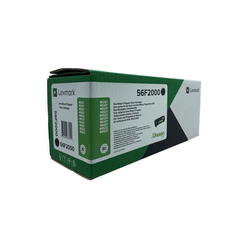 ORIGINAL Lexmark toner nero 56F2000 MX522/MS621 ~6000 Seiten