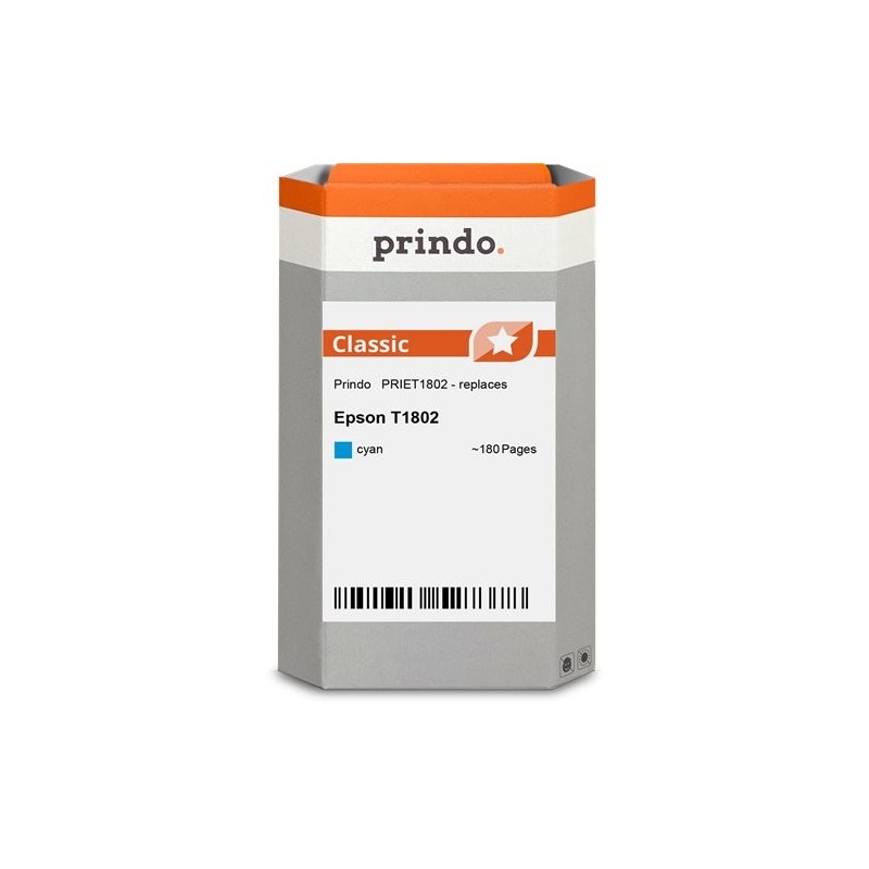 ORIGINAL Prindo Cartuccia d'inchiostro ciano PRIET1802 Classic ~180 Seiten 3,3ml compatibile con Epson T1802 (C13T18024012)