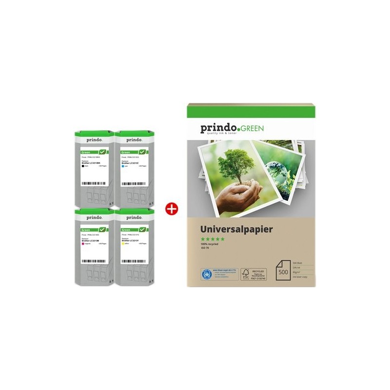 ORIGINAL Prindo Value Pack nero / ciano / magenta / giallo PRSBLC3213VALDRG MCVP Green ~1600 Seiten