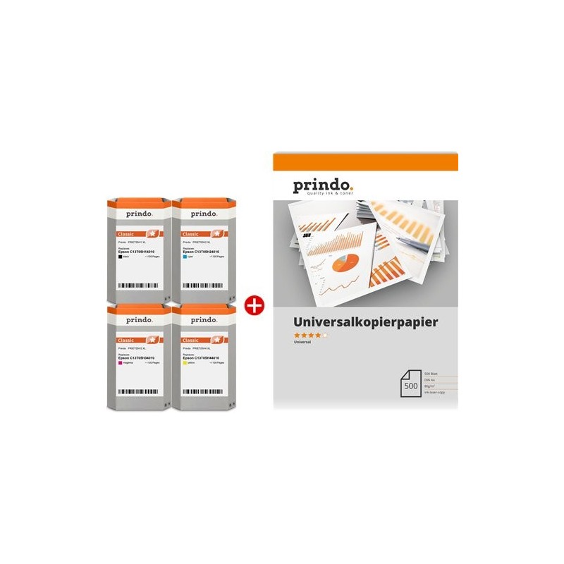 ORIGINAL Prindo Value Pack nero / ciano / magenta / giallo PRSET05H6 MCVP Classic XL ~4400 Seiten