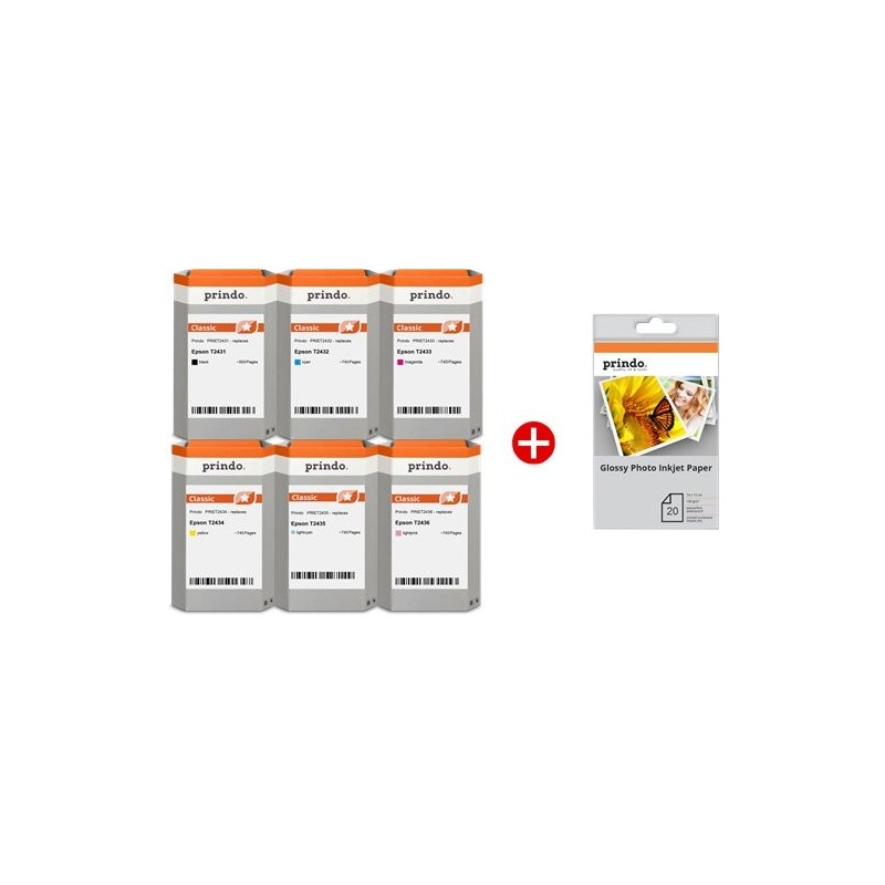 ORIGINAL Prindo Value Pack nero / ciano / magenta / giallo / ciano (chiaro) / magenta (chiaro) PRSET2438 MCVP Classic