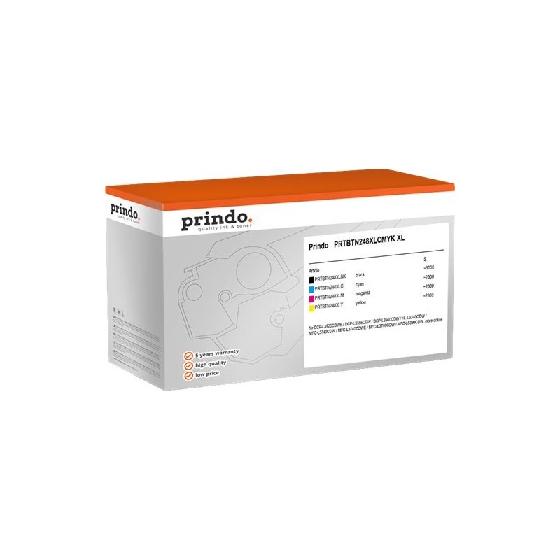 ORIGINAL Prindo Multipack nero / ciano / magenta / giallo PRTBTN248XLCMYK Classic XL ~9900 Seiten