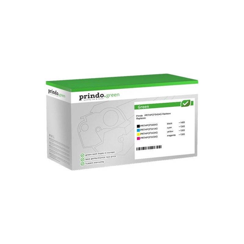 ORIGINAL Prindo Value Pack nero / ciano / magenta / giallo PRTHPCF540AG Rainbow Green ~5300 Seiten