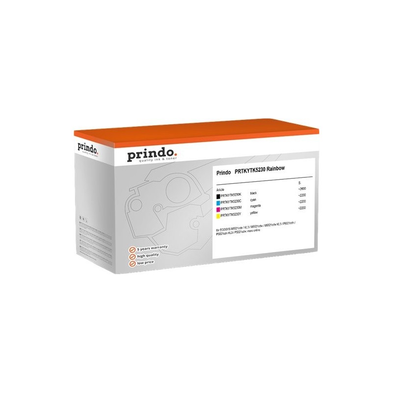 ORIGINAL Prindo Multipack nero / ciano / magenta / giallo PRTKYTK5230 Rainbow Classic ~9200 Seiten