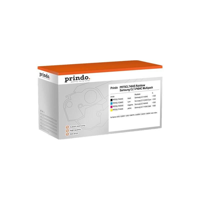 ORIGINAL Prindo Value Pack nero / ciano / magenta / giallo PRTSCLT404S Rainbow Classic ~4500 Seiten