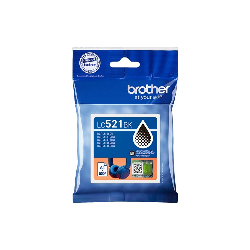 ORIGINAL Brother Cartuccia d'inchiostro nero LC521BK LC-521BK ~500 Seiten