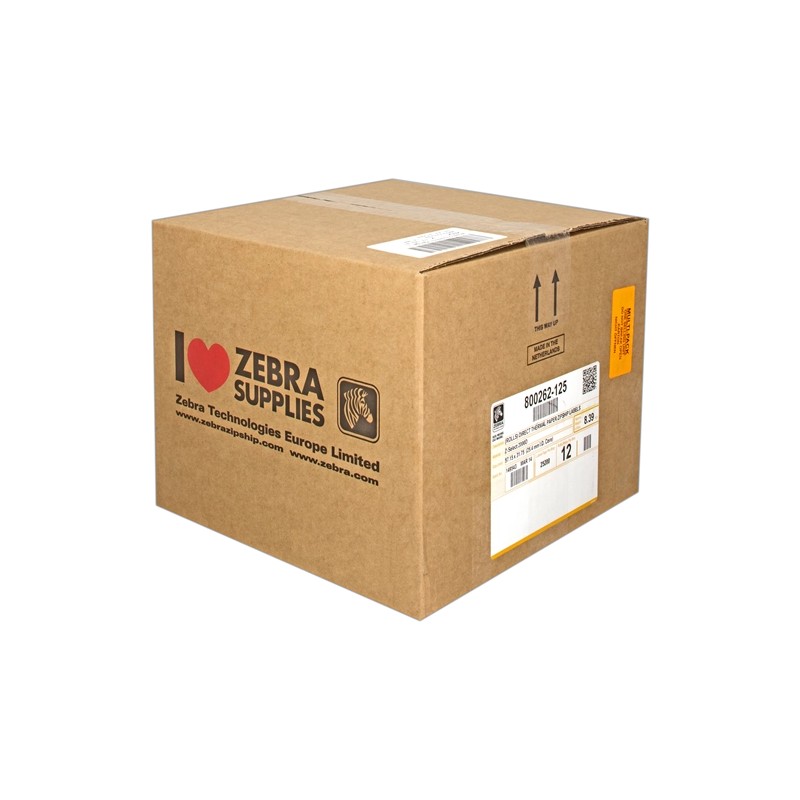 ORIGINAL Zebra Etichette Bianco 800262-125 12PCK Z-Select 12 Rotoli, termo, 2000D, 57x32 mm, 2100 Et./Rotolo, permanente