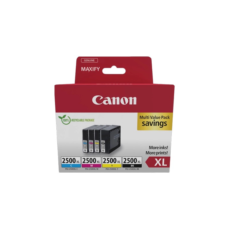 ORIGINAL Canon Multipack nero / ciano / magenta / giallo PGI-2500 XL 9254B010 ~7070 Seiten