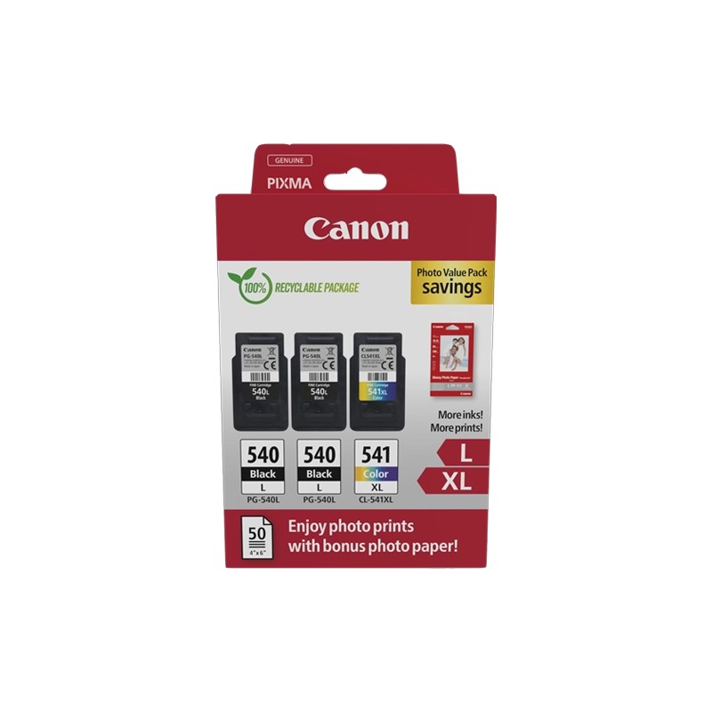 PG-540L+CL-541XL + 10x15 cm Fotopapier 50 Blatt