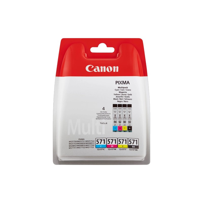ORIGINAL Canon Multipack nero / ciano / magenta / giallo CLI-571 0386C005 ~1374 Seiten 4 cartucce d'inchiostro: CLI-571bk + CLI-