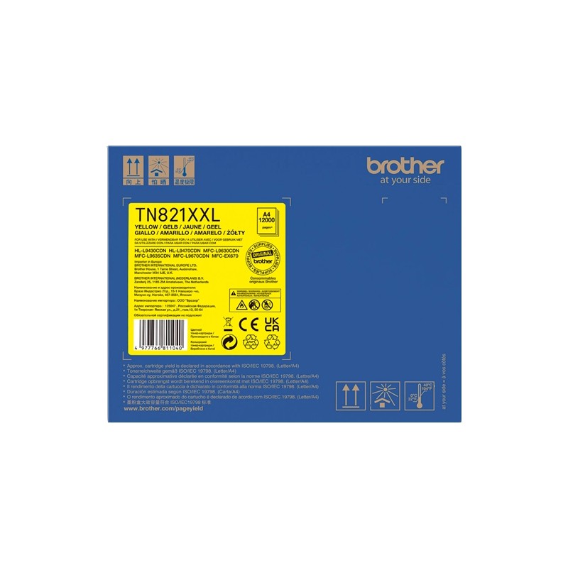 ORIGINAL Brother toner giallo TN-821XXLY 821XXL ~12000 Seiten