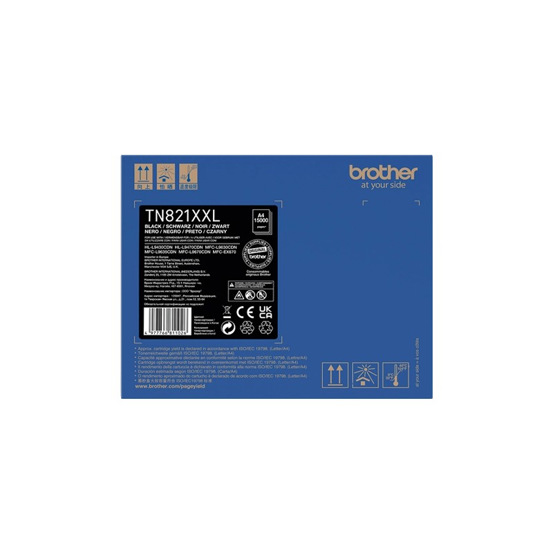 ORIGINAL Brother toner nero TN-821XXLBK 821XXL ~15000 Seiten