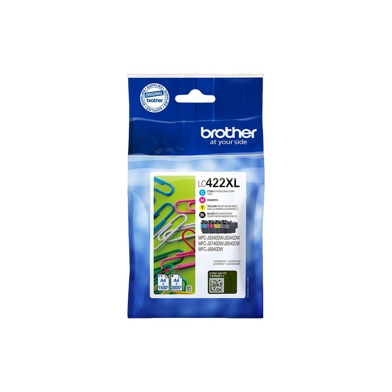 ORIGINAL Brother Multipack nero / ciano / magenta / giallo LC-422XL LC422XLVAL ~7500 Seiten