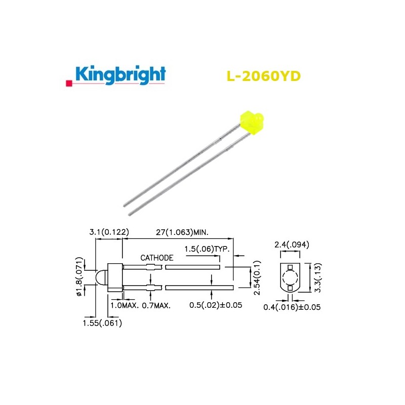Kingbright L-2060YD, LED 1,8mm GIALLO