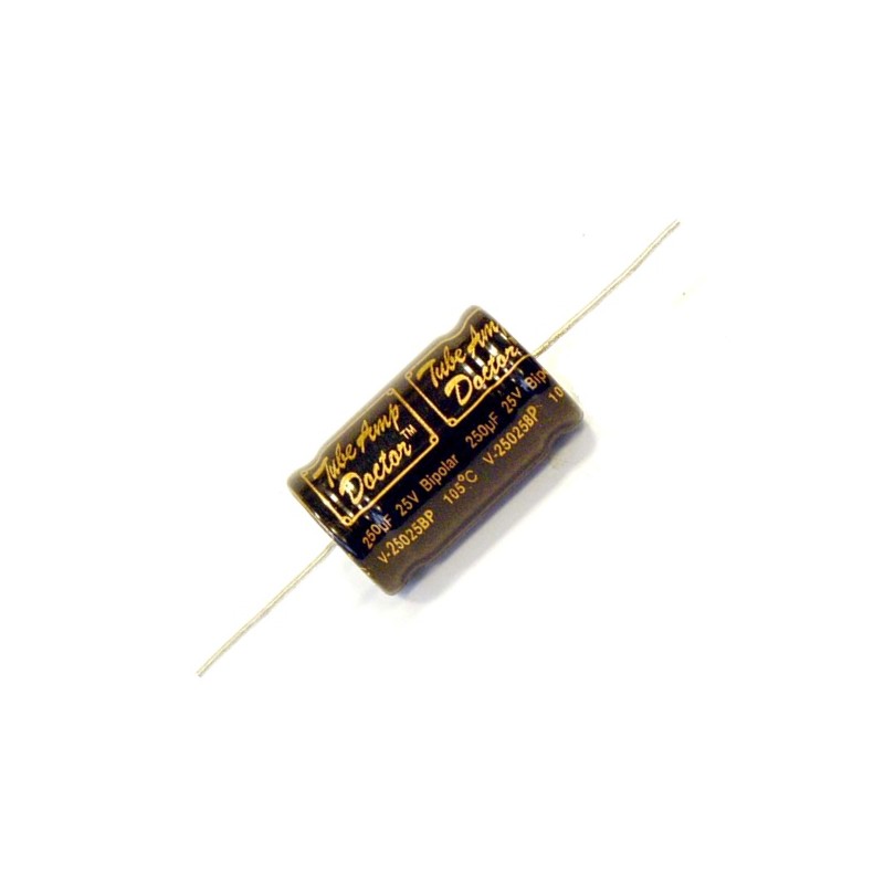 TAD Gold Cap 250uf 25V, condensatore elettrolitico bipolare assiale ø16x27mm
